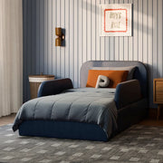 SafeHaven Premium Upholstered Bed with Removable Safety Rails – Dune & Pine UAE