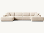 Beige sectional sofa on a white background