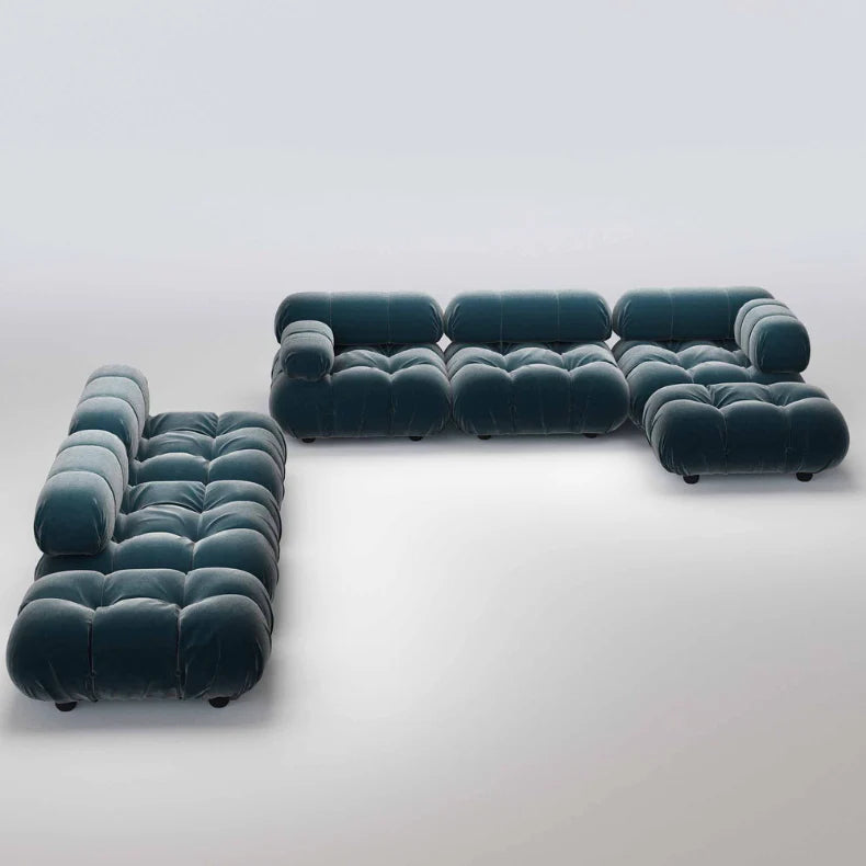 Modern blue sofa set on a white background