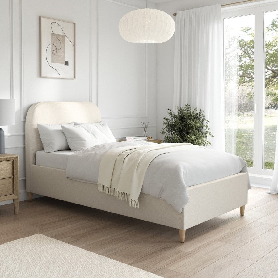 Cream Fabric Single Bed Frame