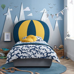 Load image into Gallery viewer, Blue and Yellow Fabric Kids Bed
