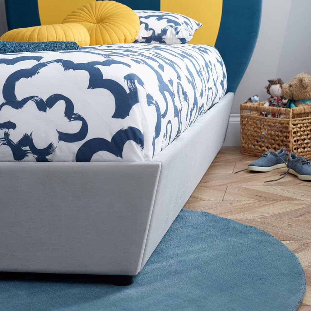 Blue and Yellow Fabric Kids Bed