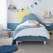 Blue Cloud Velvet Kids Bed