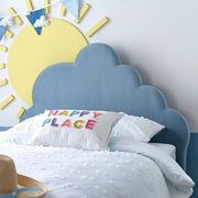 Blue Cloud Velvet Kids Bed