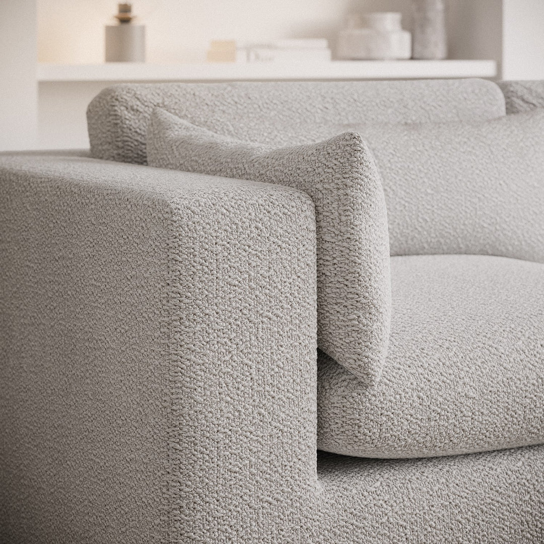 Large Beige Boucle Reversible 4 Seater Chaise Corner Sofa sofa by DunePine - premium handmade upholstery available in UAE.
