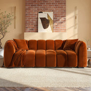 Burnt Orange Velvet 3-Seater Sofa sofa by DunePine - premium handmade upholstery available in UAE.