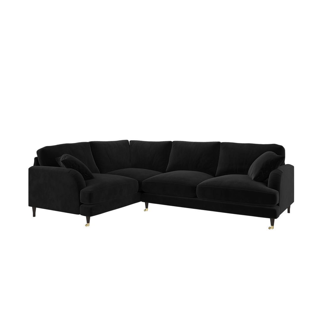 Black Velvet 4 Seater Left Hand Corner Sofa sofa by DunePine - premium handmade upholstery available in UAE.