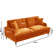 Orange Velvet 3 Seater Sofa sofa by DunePine - premium handmade upholstery available in UAE.