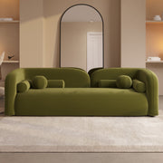 Olive Green Velvet Curved 3 Seater Cloud Sofa sofa by DunePine - premium handmade upholstery available in UAE.