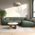 Load image into Gallery viewer, Large Green Chenille Right Hand 4 Seater Chaise Corner Sofa sofa by DunePine - premium handmade upholstery available in UAE.
