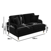 Black Velvet 2 Seater Sofa sofa by DunePine - premium handmade upholstery available in UAE.