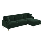Load image into Gallery viewer, Dark Green Velvet Right Hand Facing 4 Seater Chaise Corner Sofa sofa by DunePine - premium handmade upholstery available in UAE.

