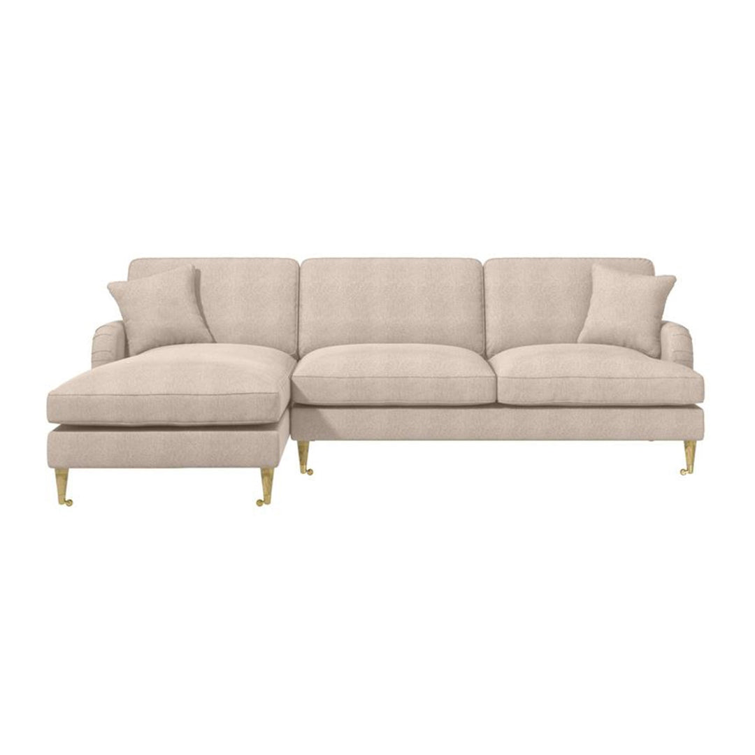 Beige Fabric Left Hand Facing 4 Seater Chaise Corner Sofa sofa by DunePine - premium handmade upholstery available in UAE.