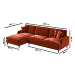 Load image into Gallery viewer, Burnt Orange Velvet Left Hand Facing 4 Seater Chaise Corner Sofa sofa by DunePine - premium handmade upholstery available in UAE.
