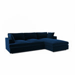 Load image into Gallery viewer, Large Navy Velvet Right Hand 4 Seater Chaise Corner Sofa sofa by DunePine - premium handmade upholstery available in UAE.
