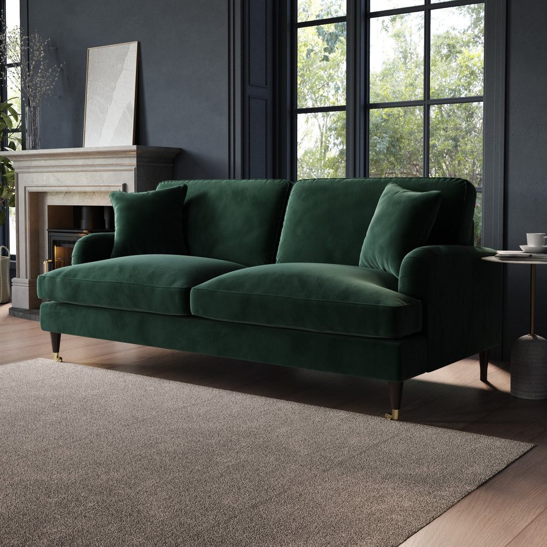 Dark Green Velvet 3 Seater Sofa sofa by DunePine - premium handmade upholstery available in UAE.