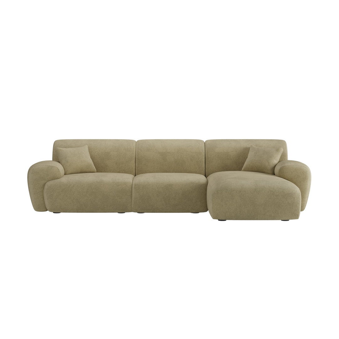 Large Light Olive Chenille Right Hand 4 Seater Chaise Corner Sofa sofa by DunePine - premium handmade upholstery available in UAE.