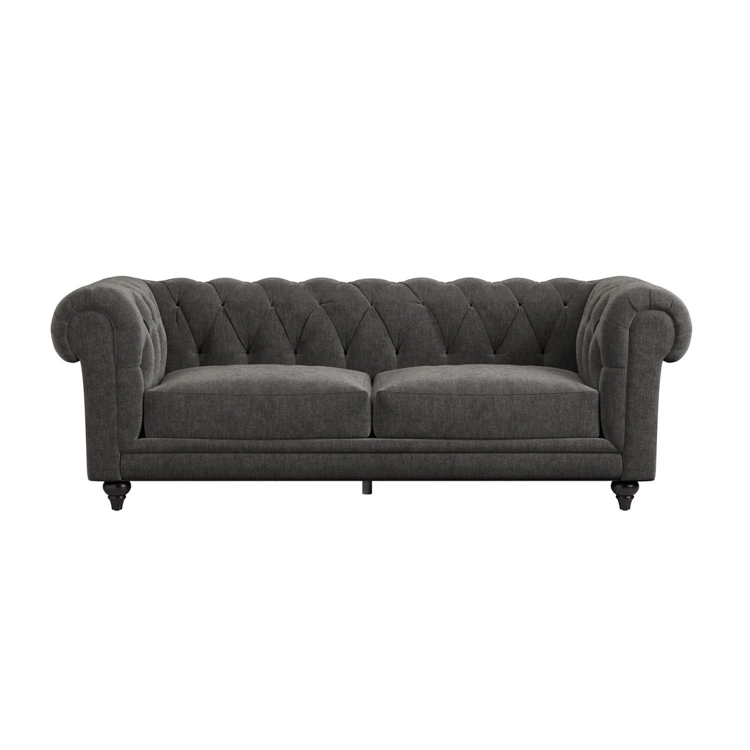 Grey Fabric Chesterfield 3 Seater Sofa sofa by DunePine - premium handmade upholstery available in UAE.