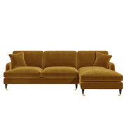 Mustard Velvet Right Hand Facing 4 Seater Chaise Corner Sofa sofa by DunePine - premium handmade upholstery available in UAE.
