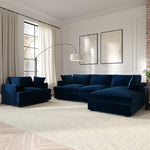 Load image into Gallery viewer, Large Navy Velvet Right Hand 4 Seater Chaise Corner Sofa sofa by DunePine - premium handmade upholstery available in UAE.
