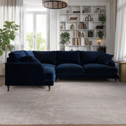 Navy Velvet 4 Seater Left Hand Corner Sofa sofa by DunePine - premium handmade upholstery available in UAE.