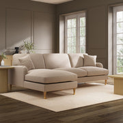 Beige Fabric Left Hand Facing 4 Seater Chaise Corner Sofa sofa by DunePine - premium handmade upholstery available in UAE.