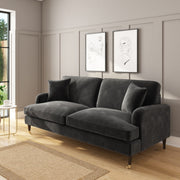 Dark Grey Velvet 2-Seater Sofa and Footstool Set sofa by DunePine - premium handmade upholstery available in UAE.