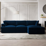 Load image into Gallery viewer, Large Navy Velvet Right Hand 4 Seater Chaise Corner Sofa sofa by DunePine - premium handmade upholstery available in UAE.
