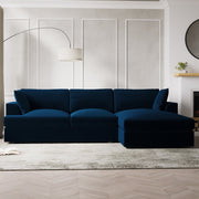 Large Navy Velvet Right Hand 4 Seater Chaise Corner Sofa sofa by DunePine - premium handmade upholstery available in UAE.
