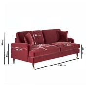 Burgundy Velvet 3 Seater Sofa sofa by DunePine - premium handmade upholstery available in UAE.
