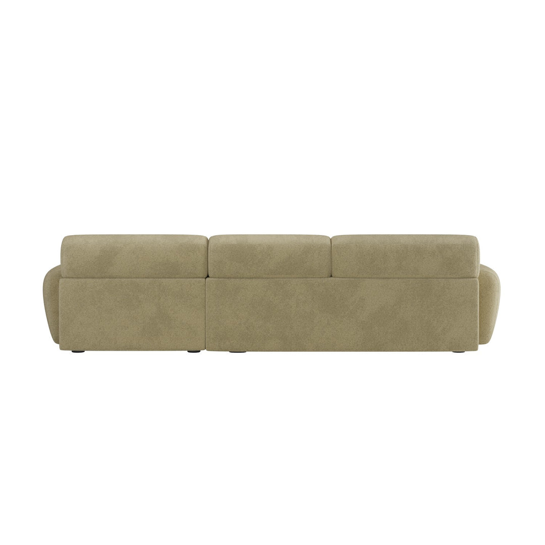 Large Light Olive Chenille Right Hand 4 Seater Chaise Corner Sofa sofa by DunePine - premium handmade upholstery available in UAE.
