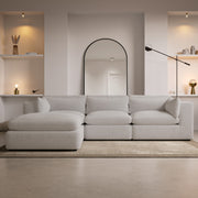 Large Beige Boucle Reversible 4 Seater Chaise Corner Sofa sofa by DunePine - premium handmade upholstery available in UAE.