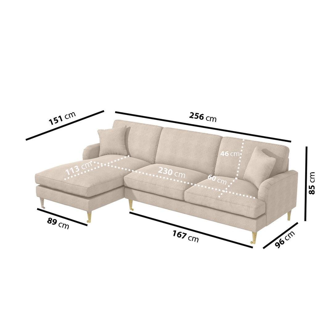 Beige Fabric Left Hand Facing 4 Seater Chaise Corner Sofa sofa by DunePine - premium handmade upholstery available in UAE.