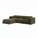 Load image into Gallery viewer, Large Khaki Green Velvet Reversible 4 Seater Chaise Corner Sofa sofa by DunePine - premium handmade upholstery available in UAE.
