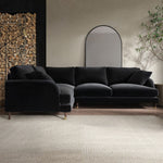 Load image into Gallery viewer, Black Velvet 4 Seater Left Hand Corner Sofa sofa by DunePine - premium handmade upholstery available in UAE.
