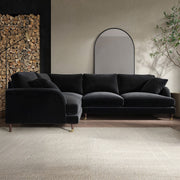 Black Velvet 4 Seater Left Hand Corner Sofa sofa by DunePine - premium handmade upholstery available in UAE.