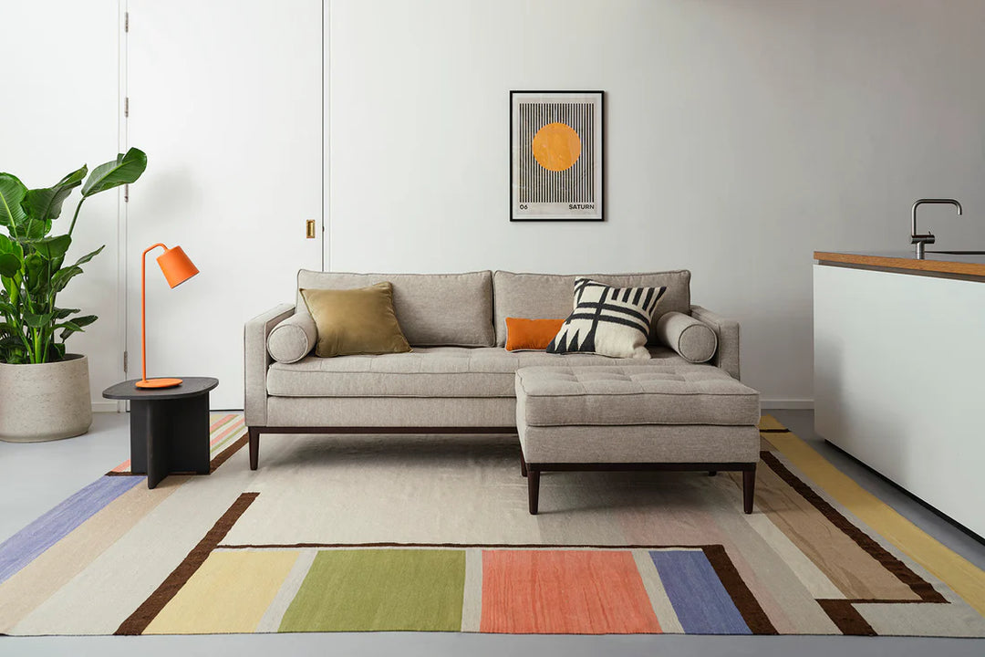 Cedar 2-Seater Right Chaise Sofa - modern 2-seater chaise sofa with premium fabric, handcrafted by Dunepine, Dubai
