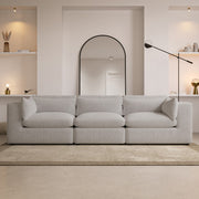 Beige Boucle 4 Seater Sofa sofa by DunePine - premium handmade upholstery available in UAE.