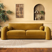Yellow Velvet Curved 3 Seater Sofa sofa by DunePine - premium handmade upholstery available in UAE.