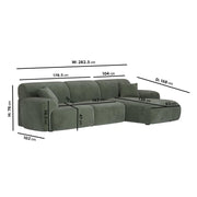 Large Green Chenille Right Hand 4 Seater Chaise Corner Sofa sofa by DunePine - premium handmade upholstery available in UAE.