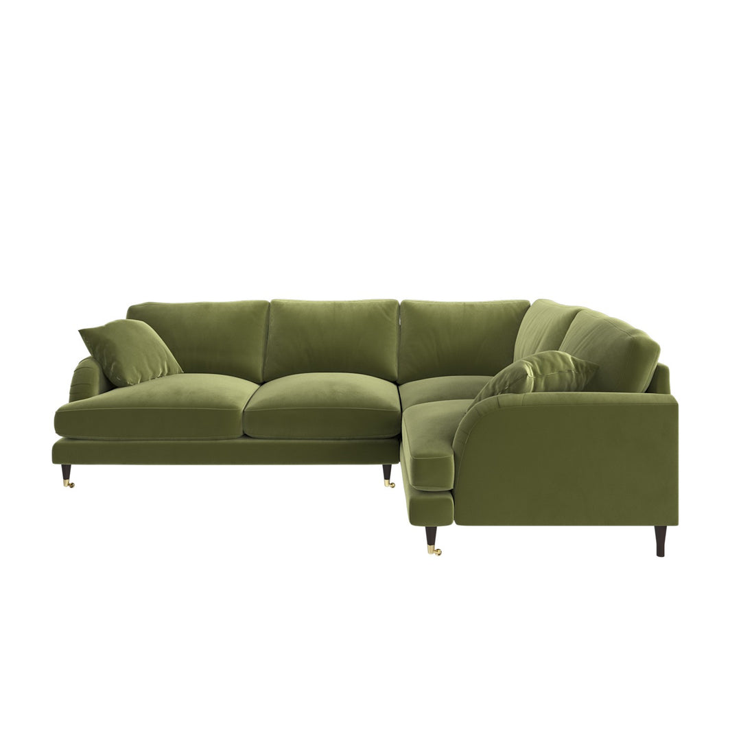 Olive Green Velvet 4 Seater Right Hand Corner Sofa sofa by DunePine - premium handmade upholstery available in UAE.