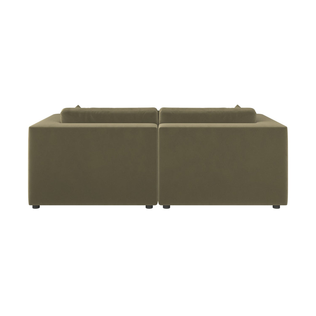 Khaki Green Velvet 3 Seater Sofa sofa by DunePine - premium handmade upholstery available in UAE.