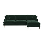 Load image into Gallery viewer, Dark Green Velvet Right Hand Facing 4 Seater Chaise Corner Sofa sofa by DunePine - premium handmade upholstery available in UAE.
