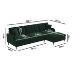 Load image into Gallery viewer, Dark Green Velvet Right Hand Facing 4 Seater Chaise Corner Sofa sofa by DunePine - premium handmade upholstery available in UAE.
