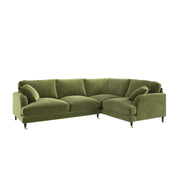 Olive Green Velvet 4 Seater Right Hand Corner Sofa sofa by DunePine - premium handmade upholstery available in UAE.