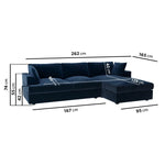 Load image into Gallery viewer, Large Navy Velvet Right Hand 4 Seater Chaise Corner Sofa sofa by DunePine - premium handmade upholstery available in UAE.
