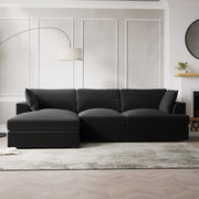 Dark Grey Velvet Left Hand 4 Seater Chaise Corner Sofa sofa by DunePine - premium handmade upholstery available in UAE.