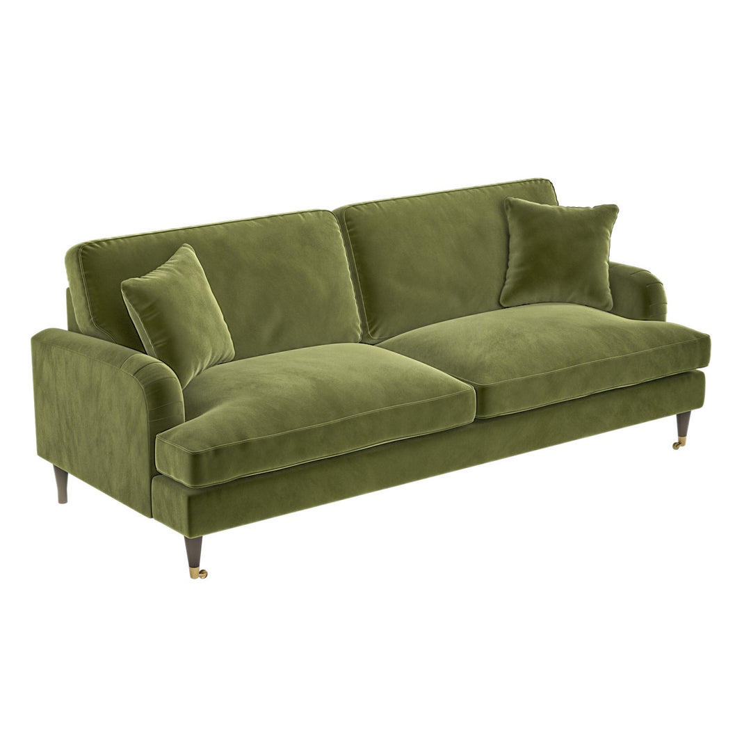 Olive Green Velvet 4 Seater Sofa sofa by DunePine - premium handmade upholstery available in UAE.