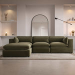 Load image into Gallery viewer, Large Khaki Green Velvet Reversible 4 Seater Chaise Corner Sofa sofa by DunePine - premium handmade upholstery available in UAE.
