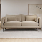 Beige Velvet 3 Seater Sofa with Square Arms sofa by DunePine - premium handmade upholstery available in UAE.